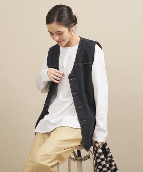 BEAUTY&YOUTH UNITED ARROWS(ビューティーアンドユースユナイテッドアローズ)の「【別注】<Wrangler>デニムベスト ∴◆(ベスト・レディース・オフホワイト/ブラック・FREE)」の10枚目の写真