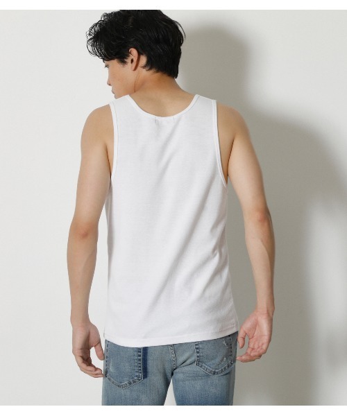 AZUL by moussy(アズールバイマウジー)の「TACK FRAISE TANK TOP/タックフリースタンクトップ(タンクトップ・メンズ・ホワイト/ブラック・SMALL/X-LARGE/MEDIUM/LARGE)」の3枚目の写真