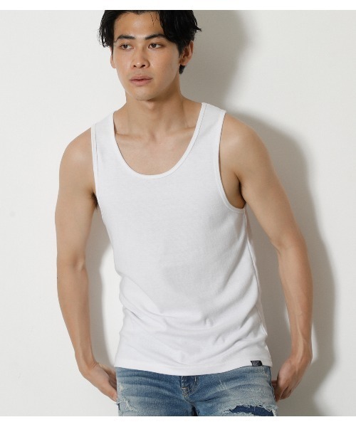 AZUL by moussy(アズールバイマウジー)の「TACK FRAISE TANK TOP/タックフリースタンクトップ(タンクトップ・メンズ・ホワイト/ブラック・SMALL/X-LARGE/MEDIUM/LARGE)」の14枚目の写真