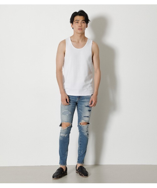 AZUL by moussy(アズールバイマウジー)の「TACK FRAISE TANK TOP/タックフリースタンクトップ(タンクトップ・メンズ・ホワイト/ブラック・SMALL/X-LARGE/MEDIUM/LARGE)」の13枚目の写真