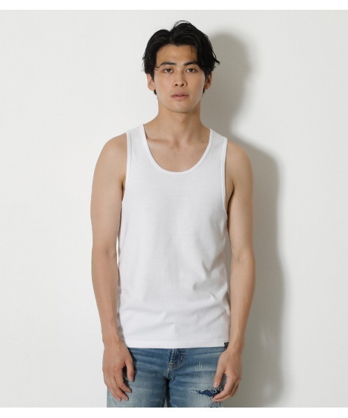 AZUL by moussy(アズールバイマウジー)の「TACK FRAISE TANK TOP/タックフリースタンクトップ(タンクトップ・メンズ・ホワイト/ブラック・SMALL/X-LARGE/MEDIUM/LARGE)」の12枚目の写真