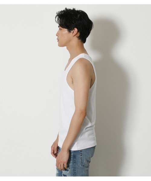 AZUL by moussy(アズールバイマウジー)の「TACK FRAISE TANK TOP/タックフリースタンクトップ(タンクトップ・メンズ・ホワイト/ブラック・SMALL/X-LARGE/MEDIUM/LARGE)」の8枚目の写真