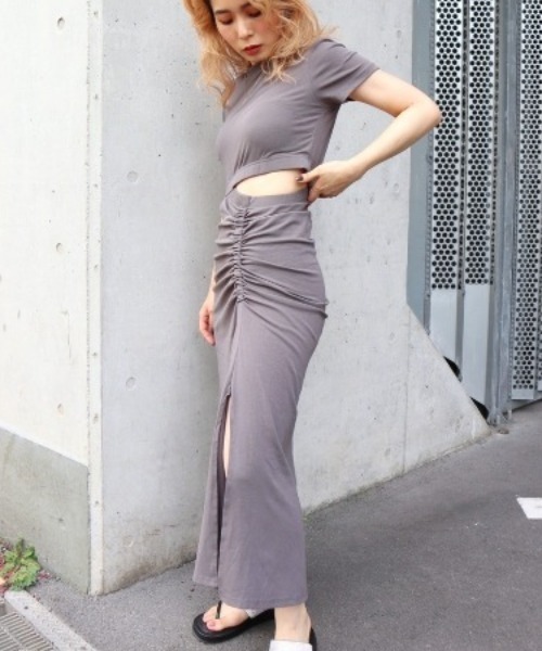 FIG&VIPER（フィグアンドバイパー）の「サイドスリットロングOP（ワンピース・レディース・ブラック/グレー・FREE）」の7枚目の写真