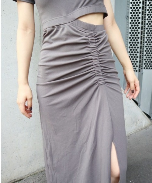 FIG&VIPER（フィグアンドバイパー）の「サイドスリットロングOP（ワンピース・レディース・ブラック/グレー・FREE）」の6枚目の写真