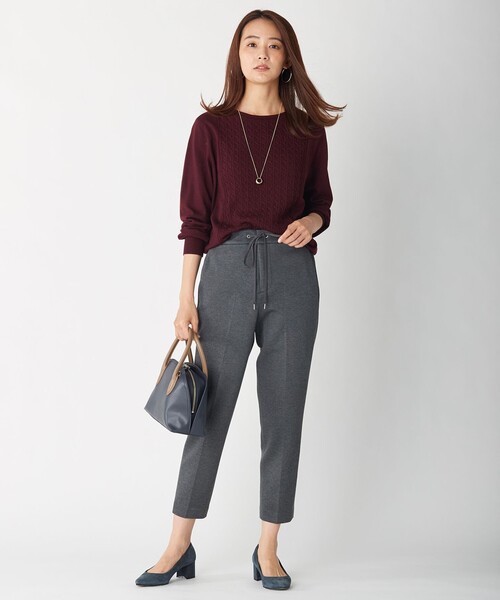 J.PRESS Ladies(J.プレス レディス)の「【洗える】POPCORN バックボタン ケーブル ニット(ニット/セーター・レディース・ベージュ系/ピンク系/ワイン系/ピーコックグリーン系・SMALL)」の8枚目の写真