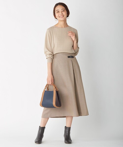 J.PRESS Ladies(J.プレス レディス)の「【洗える】POPCORN バックボタン ケーブル ニット(ニット/セーター・レディース・ベージュ系/ピンク系/ワイン系/ピーコックグリーン系・SMALL)」の9枚目の写真