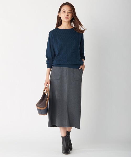 J.PRESS Ladies(J.プレス レディス)の「【洗える】POPCORN バックボタン ケーブル ニット(ニット/セーター・レディース・ベージュ系/ピンク系/ワイン系/ピーコックグリーン系・SMALL)」の10枚目の写真