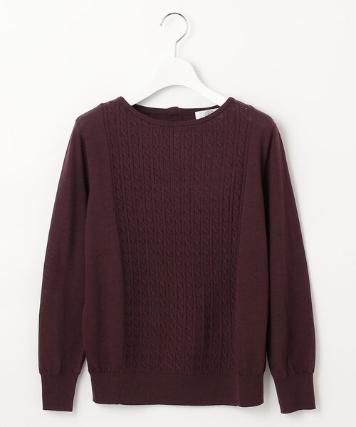 J.PRESS Ladies(J.プレス レディス)の「【洗える】POPCORN バックボタン ケーブル ニット(ニット/セーター・レディース・ベージュ系/ピンク系/ワイン系/ピーコックグリーン系・SMALL)」の11枚目の写真