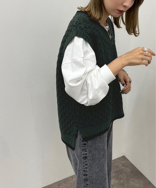 apres jour mignon(アプレジュールミニョン)の「ジャガードニットベスト【ZOZOTOWN限定アイテム】(ベスト・レディース・ブラック系その他/グリーン系その他/オレンジ系その他・フリー/X-LARGE)」の21枚目の写真