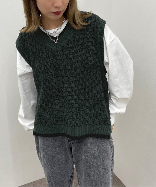 apres jour mignon(アプレジュールミニョン)の「ジャガードニットベスト【ZOZOTOWN限定アイテム】(ベスト・レディース・ブラック系その他/グリーン系その他/オレンジ系その他・フリー/X-LARGE)」の22枚目の写真