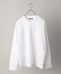 【WEB限定】SHIPS: 形態安定 防シワ加工 テレワーク ビズ Vネック Tシャツ (ロンT) 21FW