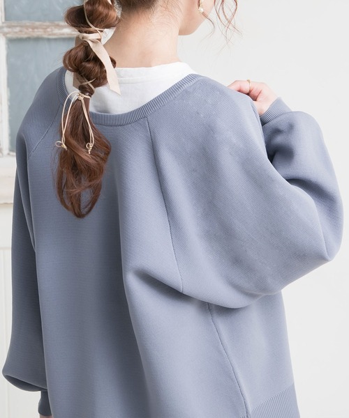 Newlyme（ニューリーミー）の「美肌映えラグランボリュームカーディガン（カーディガン/ボレロ・レディース・ベージュ/パープル/ピンク/ライトグレー/ブラック/アイボリー/ブルー/ブラウン・LL～3L/M-L）」の18枚目の写真