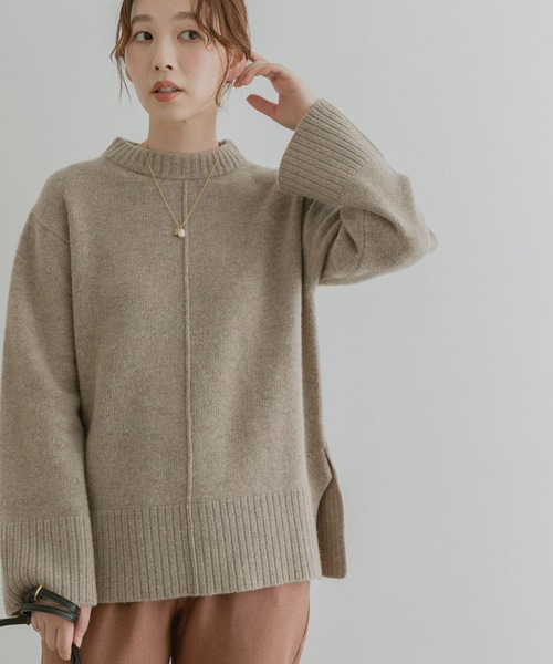 F by ROSSO（エフバイロッソ）の「F by ROSSO　ウールカシミヤセンターシームニット（ニット/セーター・レディース・ベージュ/ブラウン/グリーン系その他/オフホワイト・FREE）」の3枚目の写真