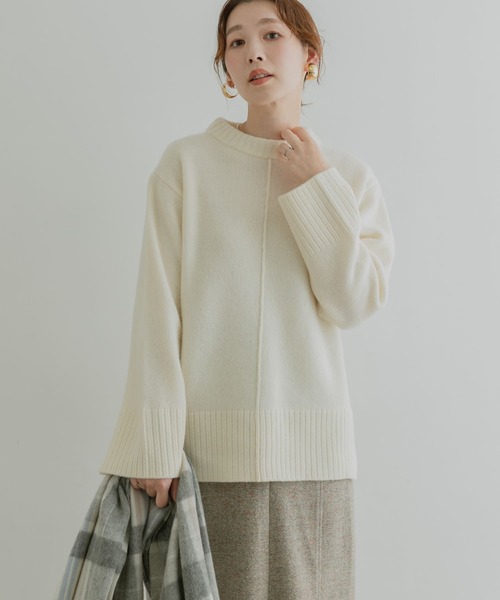 F by ROSSO（エフバイロッソ）の「F by ROSSO　ウールカシミヤセンターシームニット（ニット/セーター・レディース・ベージュ/ブラウン/グリーン系その他/オフホワイト・FREE）」の11枚目の写真