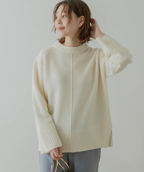 F by ROSSO（エフバイロッソ）の「F by ROSSO　ウールカシミヤセンターシームニット（ニット/セーター・レディース・ベージュ/ブラウン/グリーン系その他/オフホワイト・FREE）」の6枚目の写真