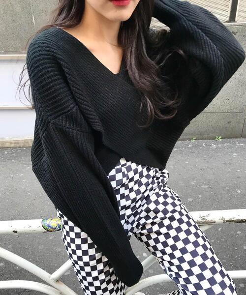 INGNI(イング)の「カシュクール/ニット/A(ニット/セーター・レディース・アイボリー/マスタード/ブラック/グレー系その他/グリーン/イエロー・M)」の3枚目の写真