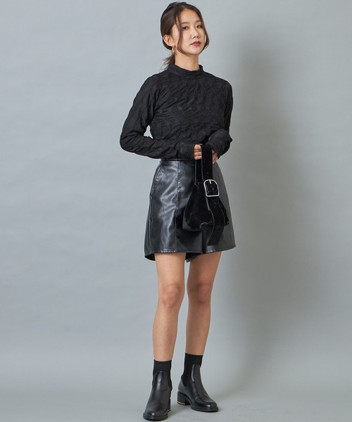 Cookie Chocolate（クッキーチョコレート）の「変形ギャザーハイネックプルオーバー（Tシャツ/カットソー・レディース・ホワイト/ブラック・M）」の3枚目の写真