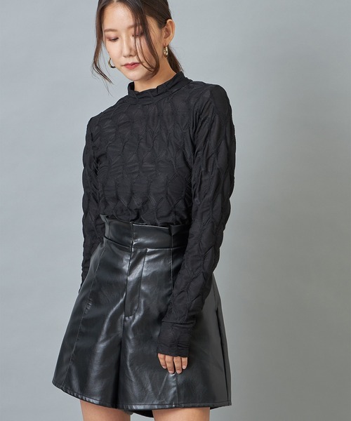 Cookie Chocolate（クッキーチョコレート）の「変形ギャザーハイネックプルオーバー（Tシャツ/カットソー・レディース・ホワイト/ブラック・M）」の8枚目の写真