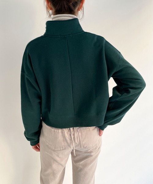 EPIMI E'PIMMY(エピミエピミー)の「ハーフジップ裏毛ショートプルオーバー(スウェット・レディース・ダークブルー/オフホワイト/グリーン/杢グレー・MEDIUM)」の15枚目の写真