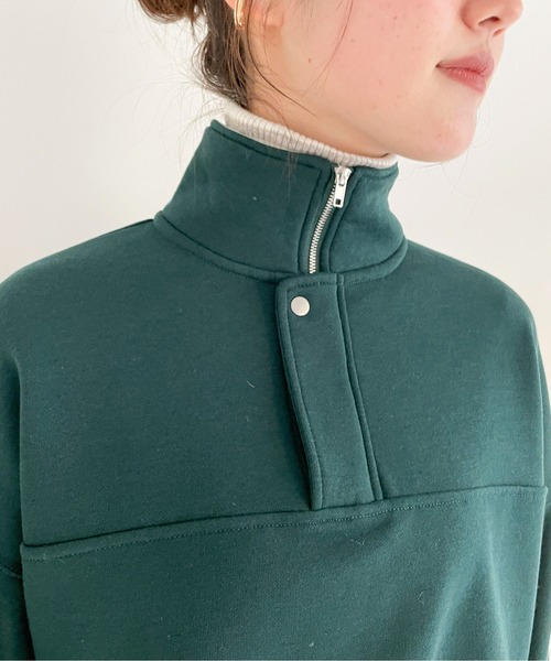 EPIMI E'PIMMY(エピミエピミー)の「ハーフジップ裏毛ショートプルオーバー(スウェット・レディース・ダークブルー/オフホワイト/グリーン/杢グレー・MEDIUM)」の17枚目の写真