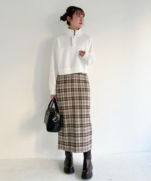 EPIMI E'PIMMY(エピミエピミー)の「ハーフジップ裏毛ショートプルオーバー(スウェット・レディース・ダークブルー/オフホワイト/グリーン/杢グレー・MEDIUM)」の5枚目の写真