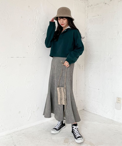 EPIMI E'PIMMY(エピミエピミー)の「ハーフジップ裏毛ショートプルオーバー(スウェット・レディース・ダークブルー/オフホワイト/グリーン/杢グレー・MEDIUM)」の10枚目の写真