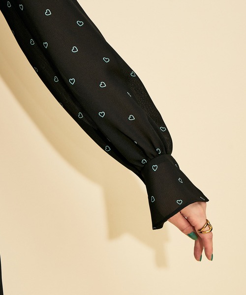 MADEMOISELLE ROPE'（マドモアゼル ロペ）の「ハートプリントワンピース（ワンピース・レディース・ブラック/モスグリーン・38）」の17枚目の写真