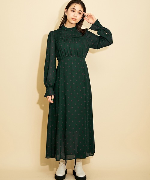 MADEMOISELLE ROPE'（マドモアゼル ロペ）の「ハートプリントワンピース（ワンピース・レディース・ブラック/モスグリーン・38）」の21枚目の写真