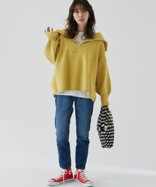 Auntie Rosa Holiday（アンティローザホリデー）の「ハーフジップボリュームスリーブニットプルオーバー（ニット/セーター・レディース・ブルー/イエロー/オフホワイト・FREE）」の19枚目の写真