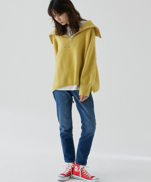 Auntie Rosa Holiday（アンティローザホリデー）の「ハーフジップボリュームスリーブニットプルオーバー（ニット/セーター・レディース・ブルー/イエロー/オフホワイト・FREE）」の20枚目の写真