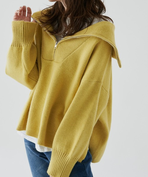 Auntie Rosa Holiday（アンティローザホリデー）の「ハーフジップボリュームスリーブニットプルオーバー（ニット/セーター・レディース・ブルー/イエロー/オフホワイト・FREE）」の16枚目の写真