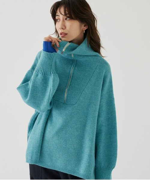 Auntie Rosa Holiday（アンティローザホリデー）の「ハーフジップボリュームスリーブニットプルオーバー（ニット/セーター・レディース・ブルー/イエロー/オフホワイト・FREE）」の5枚目の写真