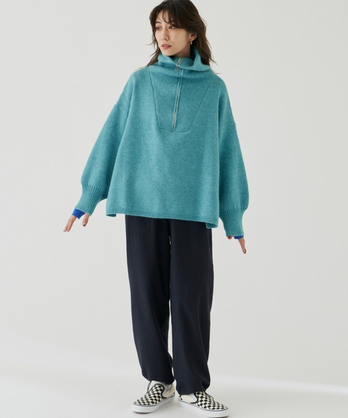 Auntie Rosa Holiday（アンティローザホリデー）の「ハーフジップボリュームスリーブニットプルオーバー（ニット/セーター・レディース・ブルー/イエロー/オフホワイト・FREE）」の9枚目の写真