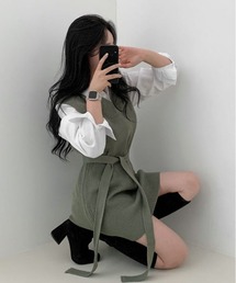 BEIDELLI | Beidelli(ベイデリ)Vネックニットベストワンピース(ワンピース)