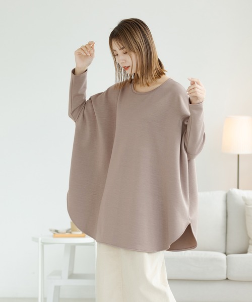 ZAKKA-BOX(ザッカボックス)の「裏起毛ポンチョプルオーバー(Tシャツ/カットソー・レディース・ブラック/ネイビー/グレー系その他/ミント/グリーン/ボルドー/アイボリー・FREE)」の4枚目の写真