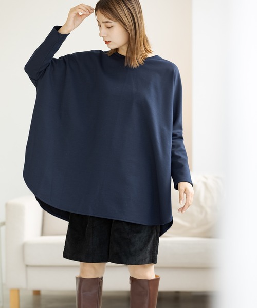 ZAKKA-BOX(ザッカボックス)の「裏起毛ポンチョプルオーバー(Tシャツ/カットソー・レディース・ブラック/ネイビー/グレー系その他/ミント/グリーン/ボルドー/アイボリー・FREE)」の6枚目の写真