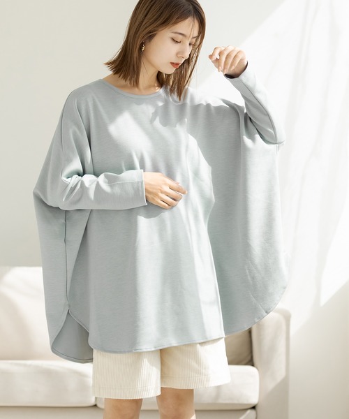 ZAKKA-BOX(ザッカボックス)の「裏起毛ポンチョプルオーバー(Tシャツ/カットソー・レディース・ブラック/ネイビー/グレー系その他/ミント/グリーン/ボルドー/アイボリー・FREE)」の5枚目の写真