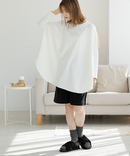 ZAKKA-BOX(ザッカボックス)の「裏起毛ポンチョプルオーバー(Tシャツ/カットソー・レディース・ブラック/ネイビー/グレー系その他/ミント/グリーン/ボルドー/アイボリー・FREE)」の21枚目の写真