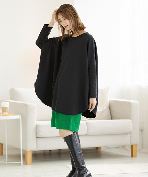 ZAKKA-BOX(ザッカボックス)の「裏起毛ポンチョプルオーバー(Tシャツ/カットソー・レディース・ブラック/ネイビー/グレー系その他/ミント/グリーン/ボルドー/アイボリー・FREE)」の14枚目の写真