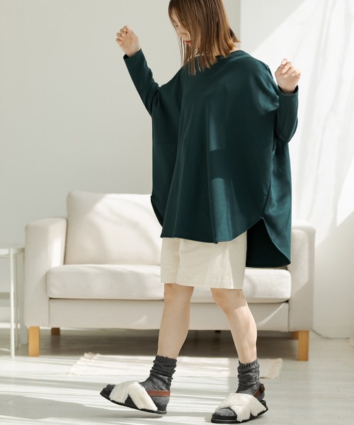 ZAKKA-BOX(ザッカボックス)の「裏起毛ポンチョプルオーバー(Tシャツ/カットソー・レディース・ブラック/ネイビー/グレー系その他/ミント/グリーン/ボルドー/アイボリー・FREE)」の19枚目の写真