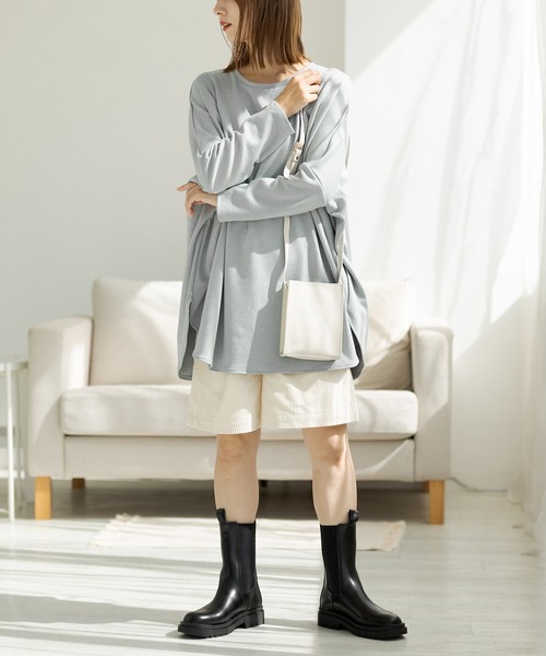 ZAKKA-BOX(ザッカボックス)の「裏起毛ポンチョプルオーバー(Tシャツ/カットソー・レディース・ブラック/ネイビー/グレー系その他/ミント/グリーン/ボルドー/アイボリー・FREE)」の12枚目の写真