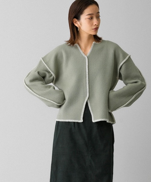 KBF(ケイビーエフ)の「カラーハンドステッチ2WAYニット(ニット/セーター・レディース・ブラック/ミント/ベージュ・ONE)」の3枚目の写真