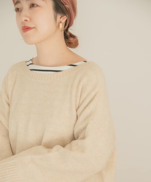 ITEMS URBANRESEARCH（アイテムズ アーバンリサーチ）の「バック編みニット（ニット/セーター・レディース・パープル/グリーン/ライトベージュ・FREE）」の7枚目の写真