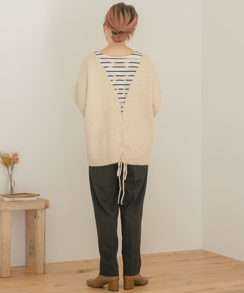 ITEMS URBANRESEARCH（アイテムズ アーバンリサーチ）の「バック編みニット（ニット/セーター・レディース・パープル/グリーン/ライトベージュ・FREE）」の13枚目の写真