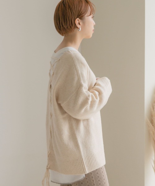 ITEMS URBANRESEARCH（アイテムズ アーバンリサーチ）の「バック編みニット（ニット/セーター・レディース・パープル/グリーン/ライトベージュ・FREE）」の16枚目の写真