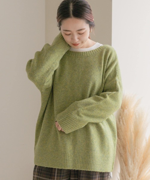 ITEMS URBANRESEARCH（アイテムズ アーバンリサーチ）の「バック編みニット（ニット/セーター・レディース・パープル/グリーン/ライトベージュ・FREE）」の22枚目の写真