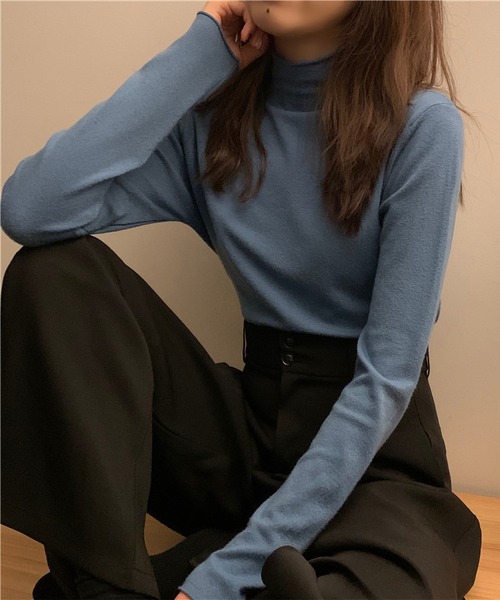 MAISON DE THERESE（メゾン ド テレーズ）の「ハーフハイネックニット（ニット/セーター・レディース・ブラック/ブルー/アイボリー/グレー/ベージュ・MEDIUM）」の6枚目の写真