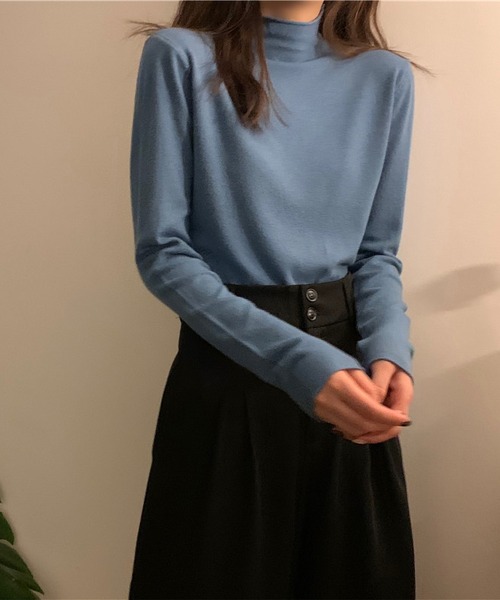 MAISON DE THERESE（メゾン ド テレーズ）の「ハーフハイネックニット（ニット/セーター・レディース・ブラック/ブルー/アイボリー/グレー/ベージュ・MEDIUM）」の7枚目の写真