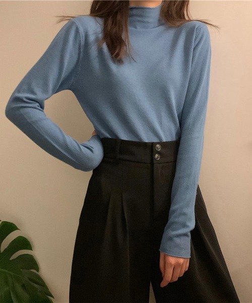 MAISON DE THERESE（メゾン ド テレーズ）の「ハーフハイネックニット（ニット/セーター・レディース・ブラック/ブルー/アイボリー/グレー/ベージュ・MEDIUM）」の16枚目の写真