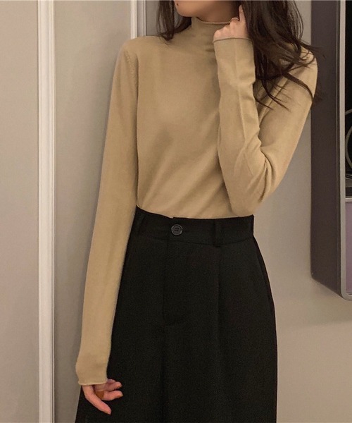 MAISON DE THERESE（メゾン ド テレーズ）の「ハーフハイネックニット（ニット/セーター・レディース・ブラック/ブルー/アイボリー/グレー/ベージュ・MEDIUM）」の12枚目の写真